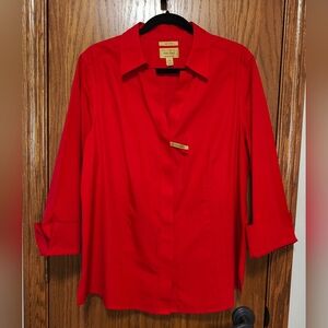Women's NEW Taylor Investments Gold Label No Iron Red Blouse, Size 18